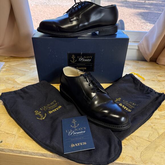 Bate’s Premium Leather Uniform Oxford Shoe US Navy Size 9.5E - Picture 1 of 14